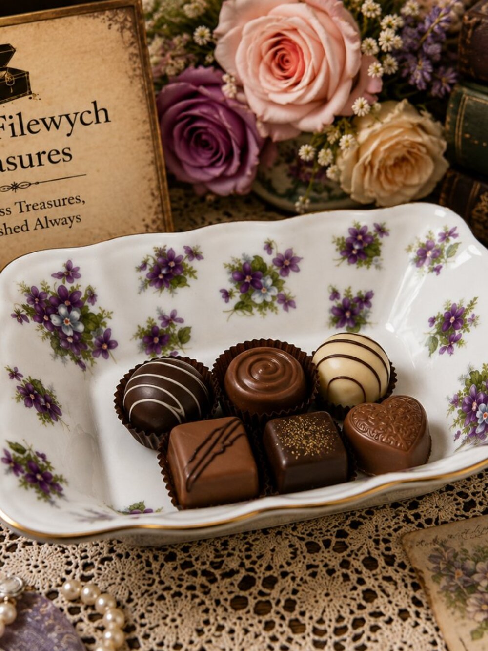 RA-Sweet-V--Royal Albert Sweet Violets Sweet Meat / Tidbit Dish - Picture 8 of 8